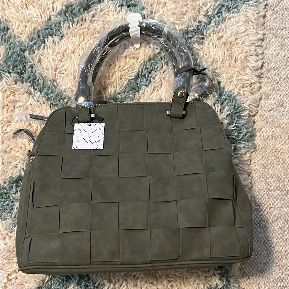 Elegant Olive Woven Satchel